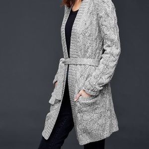 Gap gray cable knit wrap cardigan